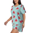 thumbnail image 2 of Kdxio Watermelon Print Pajamas Sets for Women Short-Sleeved Pjs with Lounge Shorts Two Piece Sleepwear S-4XL, 2 of 9