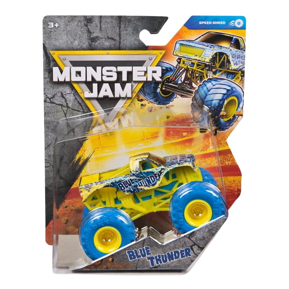 Monster Jam, Official Blue Thunder Monster Truck, Die-Cast Vehicle, 1:64 Scale, Kids Toys for Boys Ages 3 and up