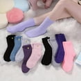 thumbnail image 4 of 5 Pairs Soft and Comfortable Warm Socks, Women's Fluffy and Comfortable Sleep Socks, Solid Color Women's Round Neck Socks, Winter Christmas Socks, Suitable for Daily Wear in Winter, 4 of 8