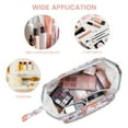 thumbnail image 4 of Travel Cosmetic Makeup Bag Fashion Quilted Make up Organizer Lightweight Wide-Open Pouch with Handle Easy-Clean Pocket for Brushes for Women, Orange, 4 of 8