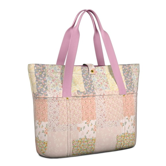 Tote Bag for Women - Pioneer Flower Shoulder Bag - Large Utility Work Duffle Bag with Zipper Handbag for Travel, Work, Sprots