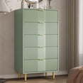 thumbnail image 1 of Commode Cannelée à 5 Tiroirs, Haute Commode Moderne en Bois avec Poignée en Métal, Commode pour Chambre, Salon, Couloir, Vert, 1 of 8