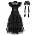 thumbnail image 2 of Disfraz de Cosplay de Wednesday Addams, disfraz de Halloween, disfraz de fiesta de carnaval para niñas adultas Tw, 2 of 4
