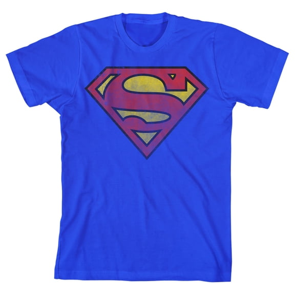 Superman Classic Logo Boy's Royal Blue T-shirt-Large