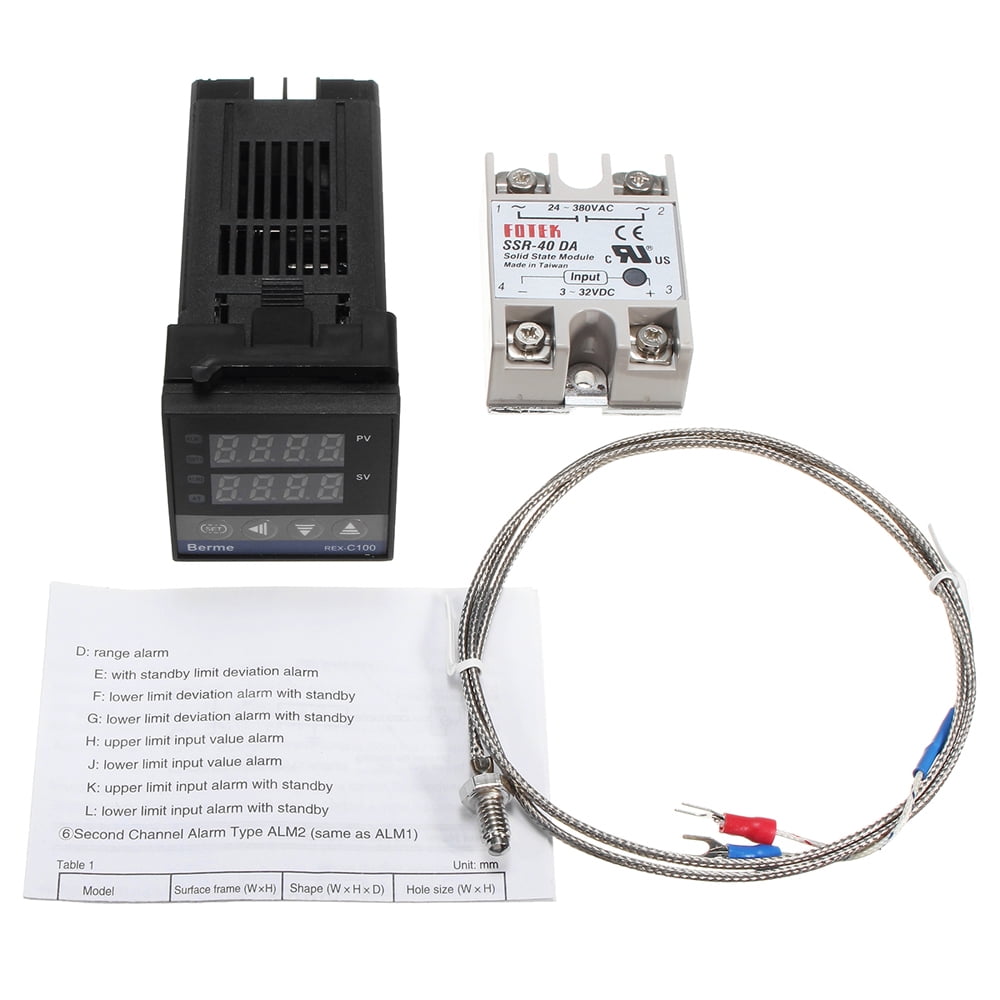 40A SSR Digital PID Temperature Controller 100-240VAC K Thermocouple Sensor 