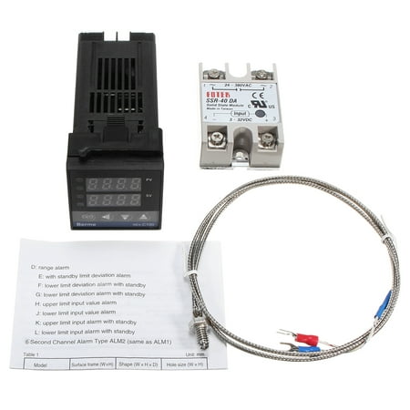 Image of MABOTO Digital LCD PID REX-C100 Temperature Controller Set + K Thermocouple + Max.40A SSR