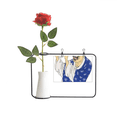 thumbnail image 1 of Chinese Traditional Peking Opera Pattern Artificial Rose Flower Hanging Vases Decoration Bottle, 1 of 3