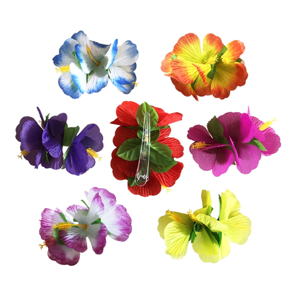 12pcs Hawaii Hibiscus Flower Hair Clips Flower Barrette Hair Hair