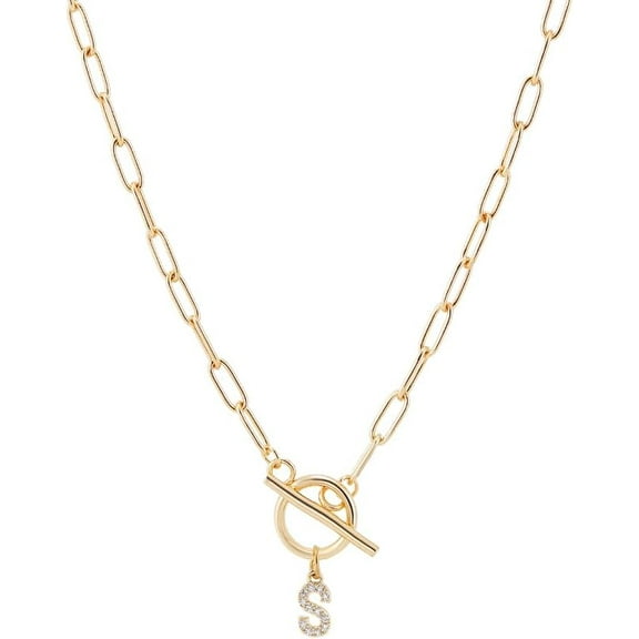 Toggle Clasp Capital A-Z Initial Necklace Alphabet for Women Gifts Chain Buckle Necklace