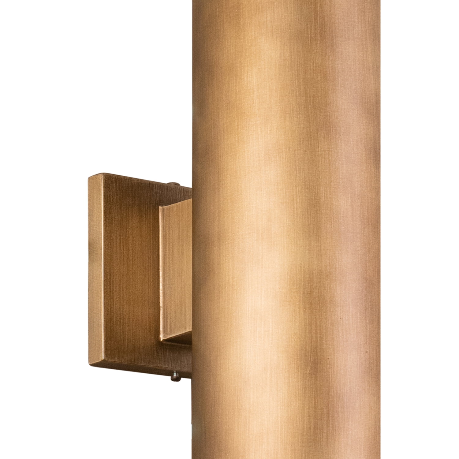 Homestock Country Cottage 14.25-In H Warm Brass Outdoor Mid Century Modern 2 Light Outdoor Cylinder Wall Sconce, Up-Down Lighting