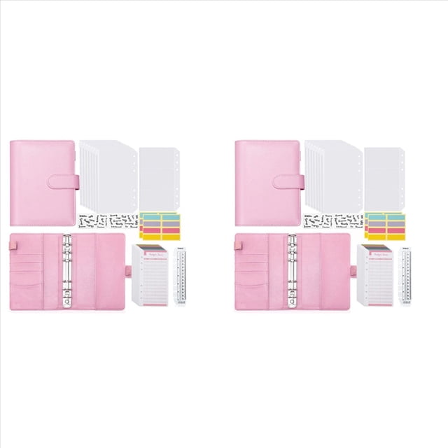 2X Carpeta de Presupuesto A6 con Sobres con Cremallera, Planificador de Presupuesto, Libro, Organizador de Ahorro de Dinero, Sobres de Efectivo para Presupuestos, Color Rosado
