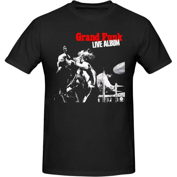 Grand Funk and Railroad T Shirt for Men Cotton Crew Neck Short Sleeve Casual Stylish Tee Black
