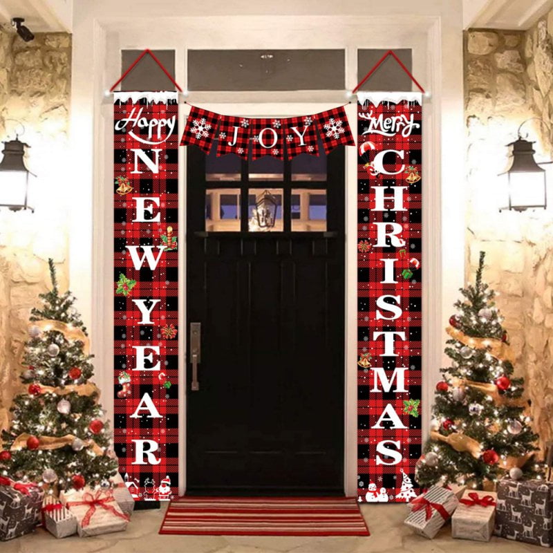 Twig container natural wood stick vase Christmas Porch Sign Set Banners, Xmas Hanging Decorations for Home