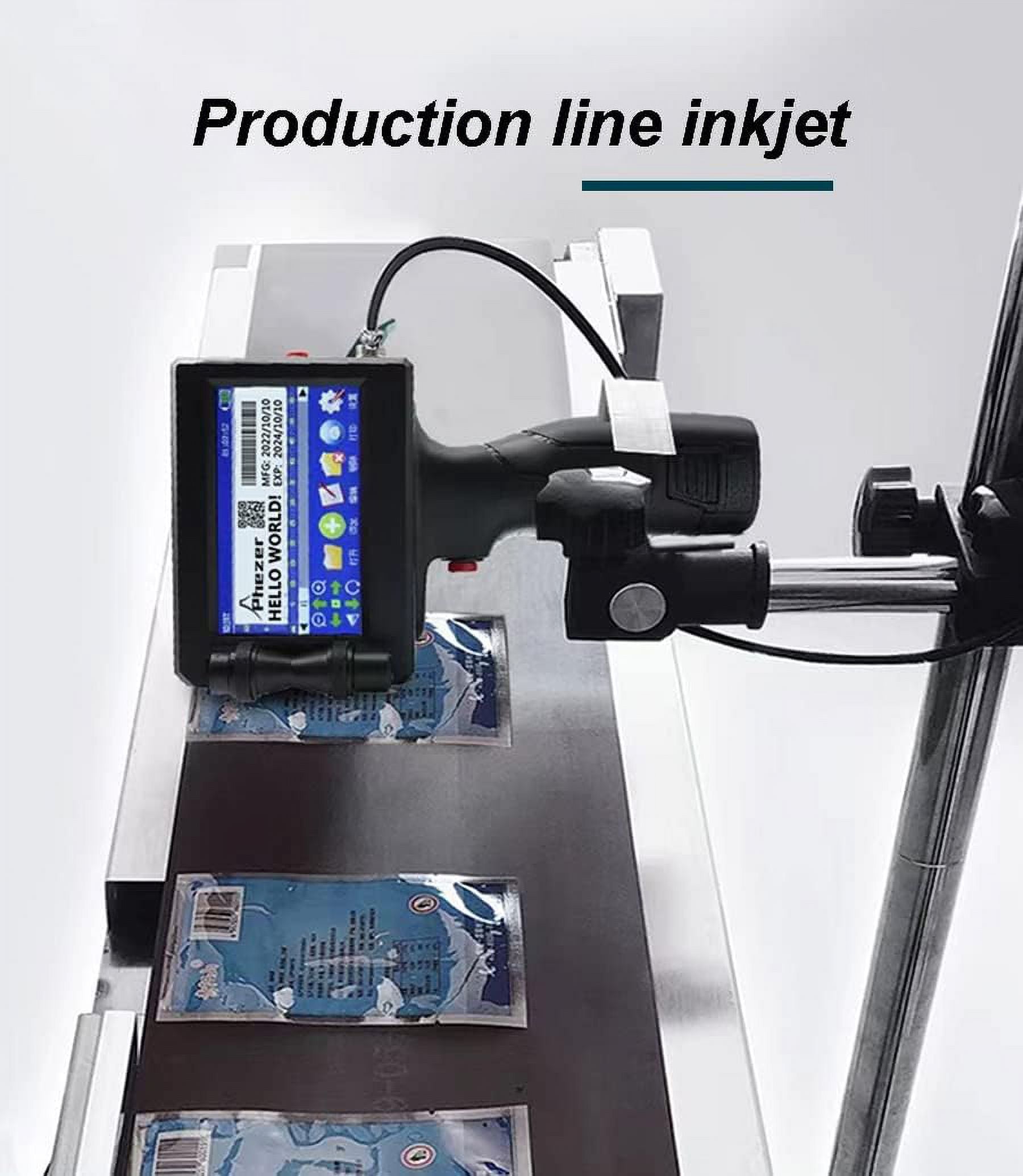 Phezer Handheld Inkjet Printer for Any Surface, 1inch/25.4mm P15-1 Model for QRCode Barcode Production Date Time Logo Batch Number Print On Glass Bag Carton Box Wood Cloth Plastic Cable