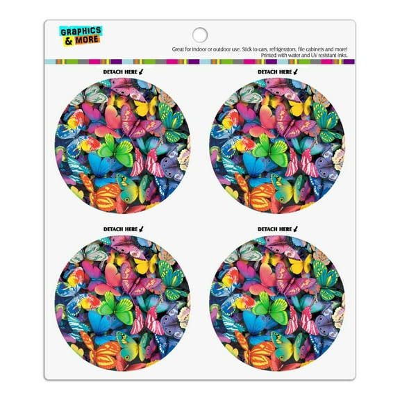 Butterfly Butterflies Rainbow Magic Refrigerator Fridge Locker Vinyl Circle Magnet Set