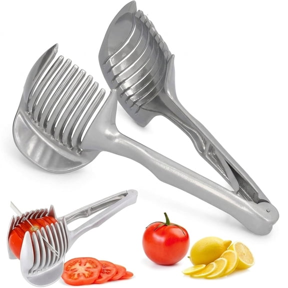 Tomato Slicer Lemon Cutter Stainless Steel Kitchen Cutting Aid Holder Tools For Soft Skin Fruits And Vegetables,Home Made Food & Drinks Decoration