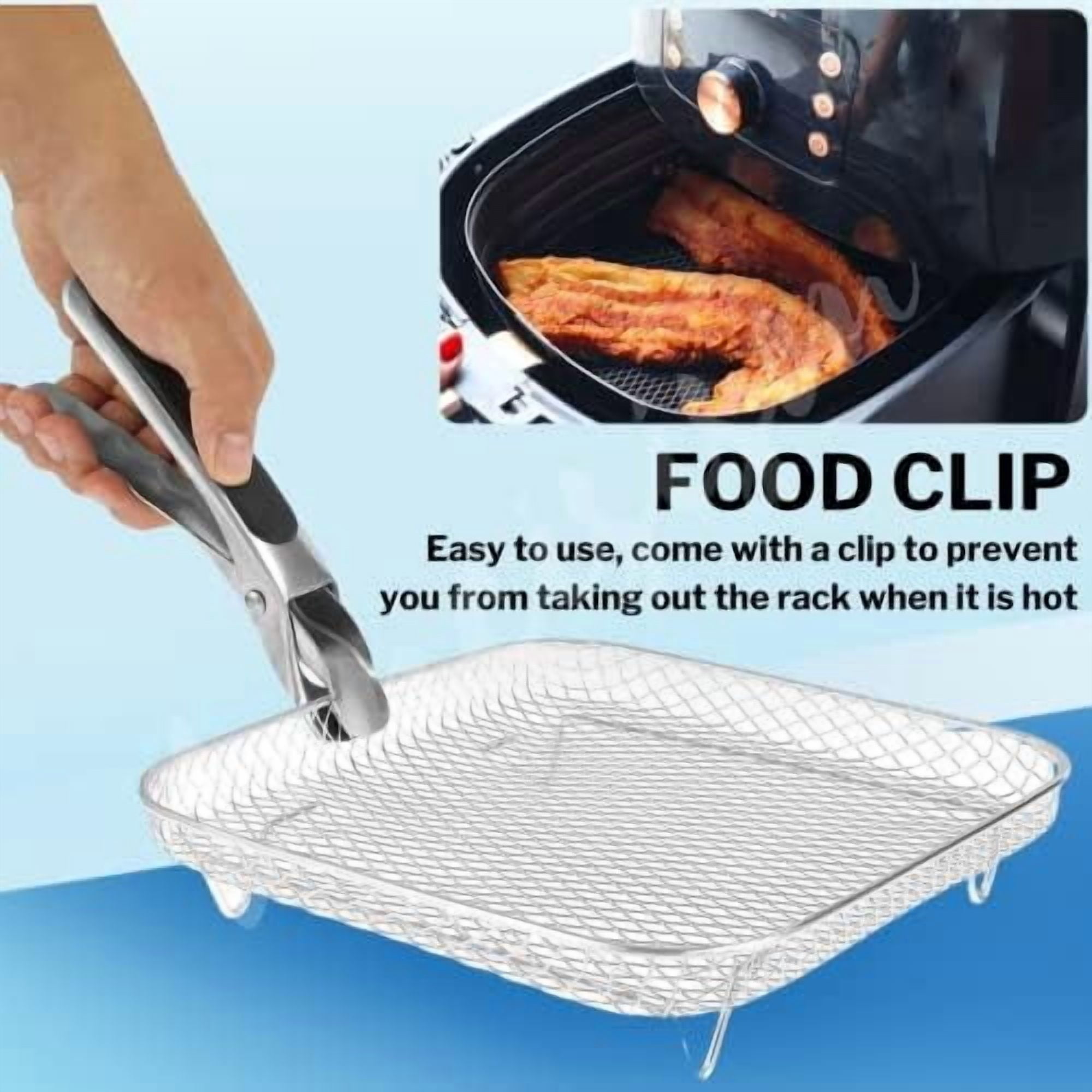 Air Fryer Accessories - Three Stackable Dehydrator Racks for Ninja, Instant Pot Vortex, COSORI, CHEFMAN, Gowise, Ultrean, Gourmia - 304 Stainless Steel Grill Rack Fits 4.2-5.8 QT Air Fryer, Oven