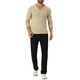 thumbnail image 2 of SUÉTER DE PULLOVER DE PUNTO DE COLOR SÓLIDO DE MANGA LARGA CON CUELLO EN V PARA HOMBRE S BEIGE, 2 of 6