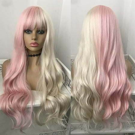 Eayy Pink Blonde Wig Long Curly Wavy Split Wig With Bangs Synthetic Party Cosplay Hair Wig Half Blonde Half Pink Pink Blonde Walmart Canada Eayy Pink Blonde Wig Long Curly Wavy Split Wig With Bangs Synthetic Party Cosplay Hair Wig Half Blonde Half Pink Pink Blonde Walmart Canada