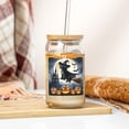 thumbnail image 3 of Happy Halloween Portuguese Water Dog Witch Pumpkins Bats 16oz Glass Cup Mug PWD Portie Fishing Dog Lover Glass Can with Bamboo Lid and Straw - 13012, 3 of 5