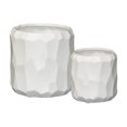 thumbnail image 2 of Ceramic Round Pot with Wide Mouth and Embossed Irregular Patterns Design Body Set of Two Matte Finish Silver, 2 of 3