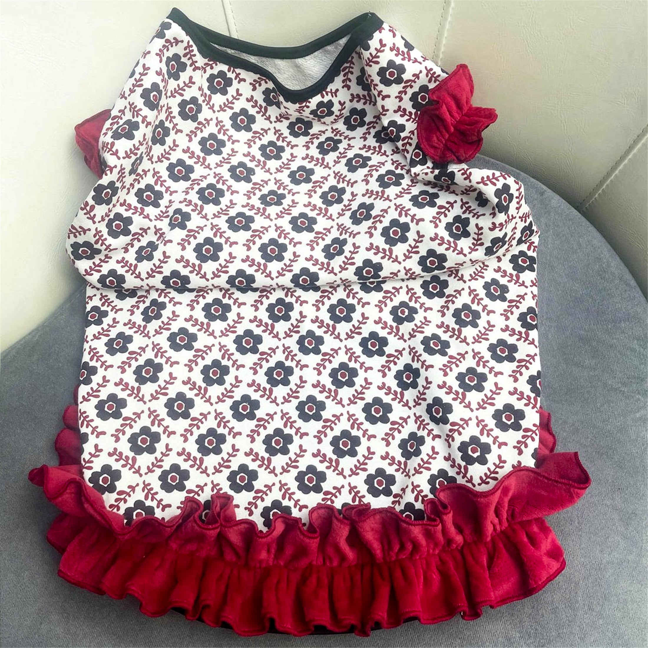 HQREA Floral Dog Dresses for Large Dogs Girl Elastic Spring Autumn Female Clothes Cute Birthday Party Princess Cake Tutu Skirt