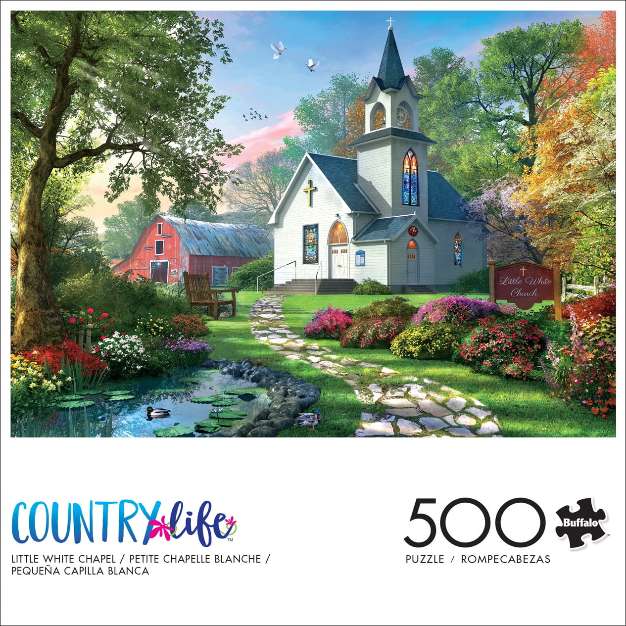 Buffalo Games 500-Pieces Little White Chapel Interlocking Jigsaw Puzzle for Adults Ages 14+