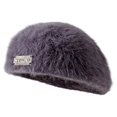 thumbnail image 2 of dianhelloya Women Winter Beret Hat Fuzzy Solid Color Soft Cold Resistant Foldable Vintage Faux Fur Sunscreen Women Autumn Painter Hat Advanced Hat Grey, 2 of 8