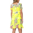 thumbnail image 4 of Outfmvch Fall Dresses Womens Dresses Yellow Dress Women Summer Short Sleeve Sunflower Printed Pockets Sundress Casual Swing Dress Womens Dresses Yellow 2Xl, 4 of 8