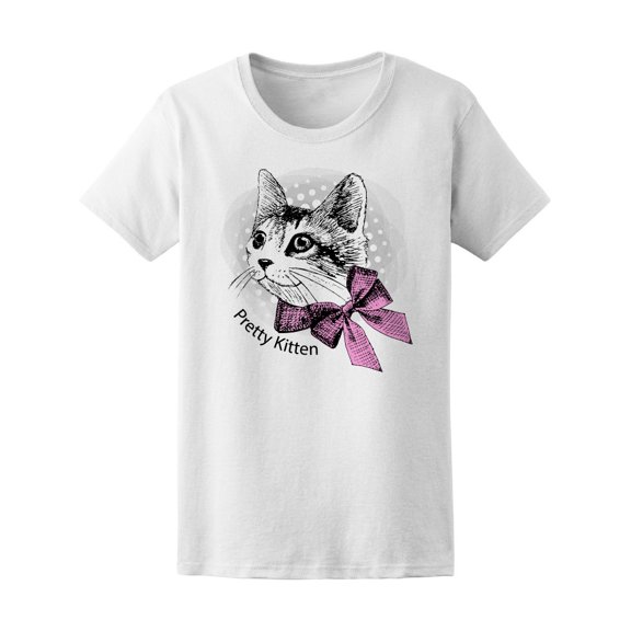Cat With Pink Bow Tee Women's -Image by Shutterstock