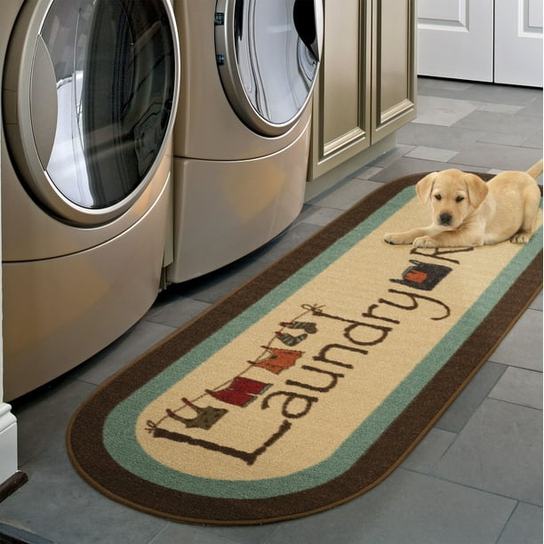 Ottomanson Laundry Mat Runner Rug, Brown, 20"X59" Oval