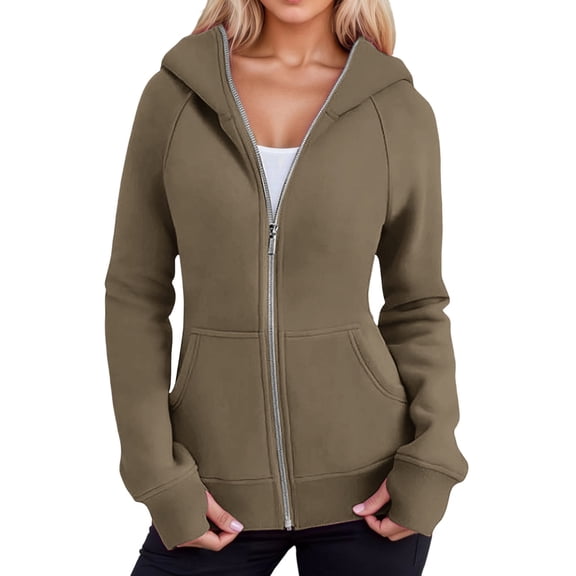 Women's Cute Hoodies Oversize Zip Up Fleece Jacket Solid Thermal Outdoor Athletic Running Jogging C Plus Size Hooded Sweatshirts