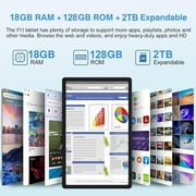 2K Vivid Tablet, Smooth HD 4K video 11 Android 14 Tablets, 18GB+128GB Octa Core Gaming Tablet, 3 Camera, Large 9000mAh, Hi-Res Stereo 4 Speakers, Split Screen, Face Recognition (Dark Gray)