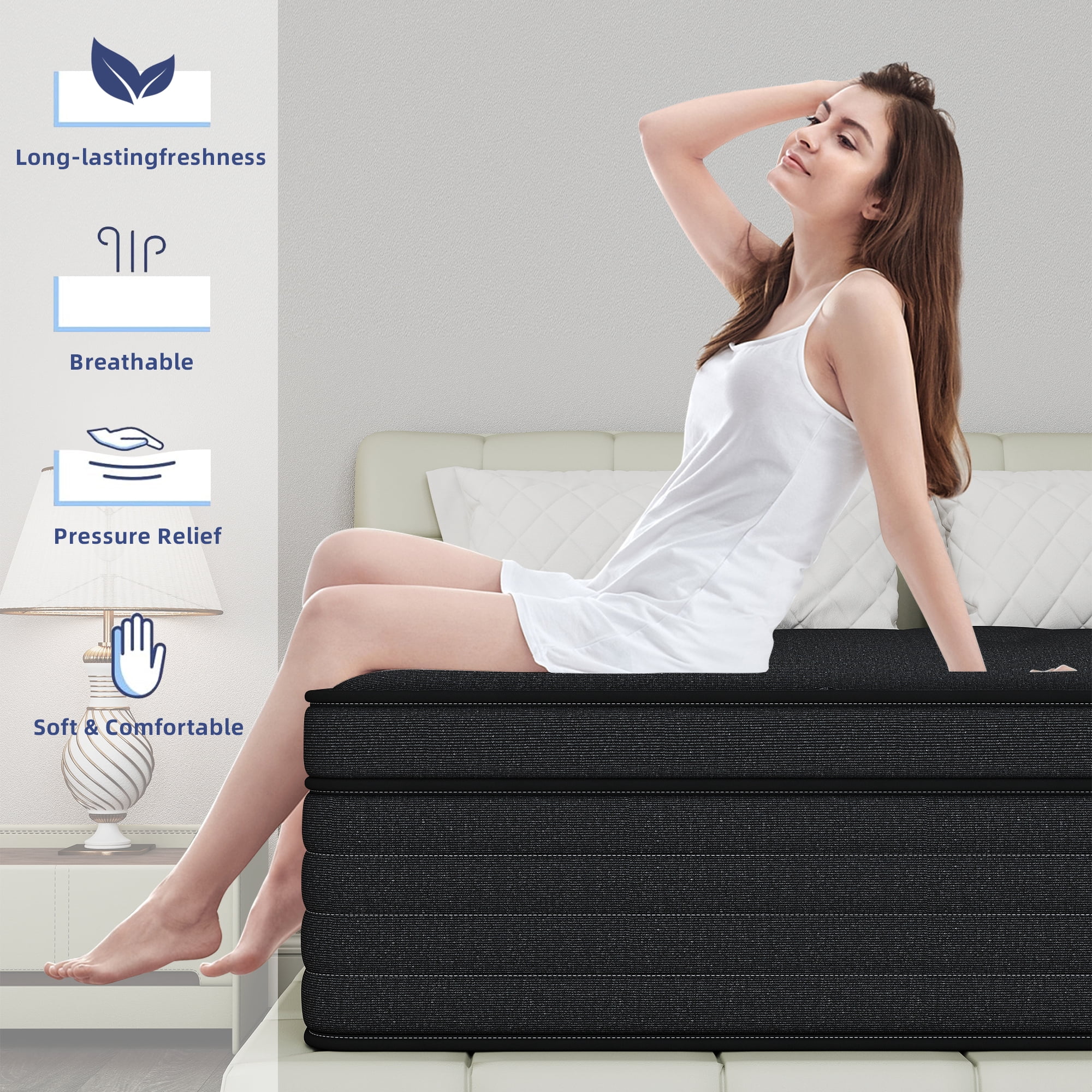 Yilicy Twin Mattress 8 inch Memory Foam and Spring Hybrid Mattress in a Box Pressure Relief, Breathable