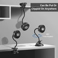 thumbnail image 2 of Clip on Fan Usb Mini Fan Battery Operated Desk Fan with Emergency Power Bank, Baby Stroller Fan Rechargeable Personal Fan Flexible Neck 3 Speeds Great for Beach Car Camping Dorm Bed Office-Deep Blue, 2 of 8