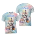 thumbnail image 3 of Happy Birthday Cute Kitten Manx with Cake Gifts Party Hat All Over Print 3D Shirt Unisex Merch Cat Lover Kitten Owner Gifts - 00029, 3 of 6