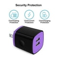thumbnail image 5 of USB Wall Charger Block, Hootek 2.1A Dual Port USB Charger Block with 2Pack Android Charging Cord Type C Cable USB C Charging Cables 10ft USB Brick Charger Box Fast Charging Block for Samsung, Purple, 5 of 7