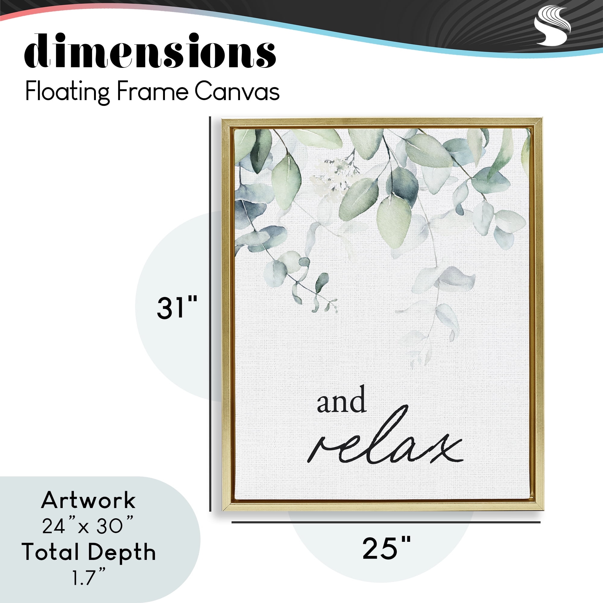 And Relax Minimal Herbs Gold Framed Floater Canvas Wall Art, design by Lettered and Lined