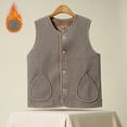 thumbnail image 2 of Htigea Women's Fleece Vest Winter Warm V Neck Sleeveless Outerwear Lightweight Casual Waistcoat with Pocket Khaki XXXXL, 2 of 6