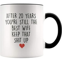 YouNique Designs 20 Year Anniversary Coffee Mug for Her, 11 Ounces, 20th Wedding Anniversary Cup For Wife, Twenty Years, 20th Year