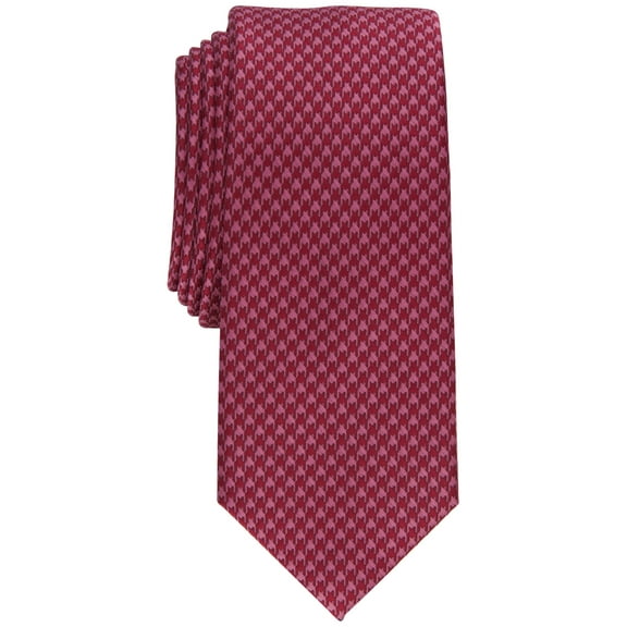 Alfani Men Regular fit Tie Necktie One Size Red Houndstooth