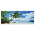 thumbnail image 1 of Beach Kitchen Mat, Paradise Shore on Mahe Island in the Seychelles Palm Trees Jungle Photo, Plush Decorative Kitchen Mat with Non Slip Backing, 47" X 19", Green Blue Sand Brown, by Ambesonne, 1 of 1