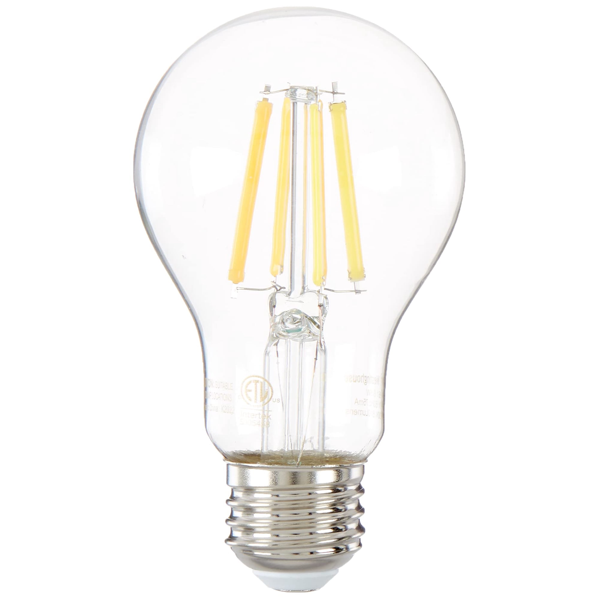 Westinghouse Lighting 5136100 6.5 Watt (60 Watt Equivalent) A19 Dimmable Clear Filament LED Light Bulb, Medium Base, 2 Pack