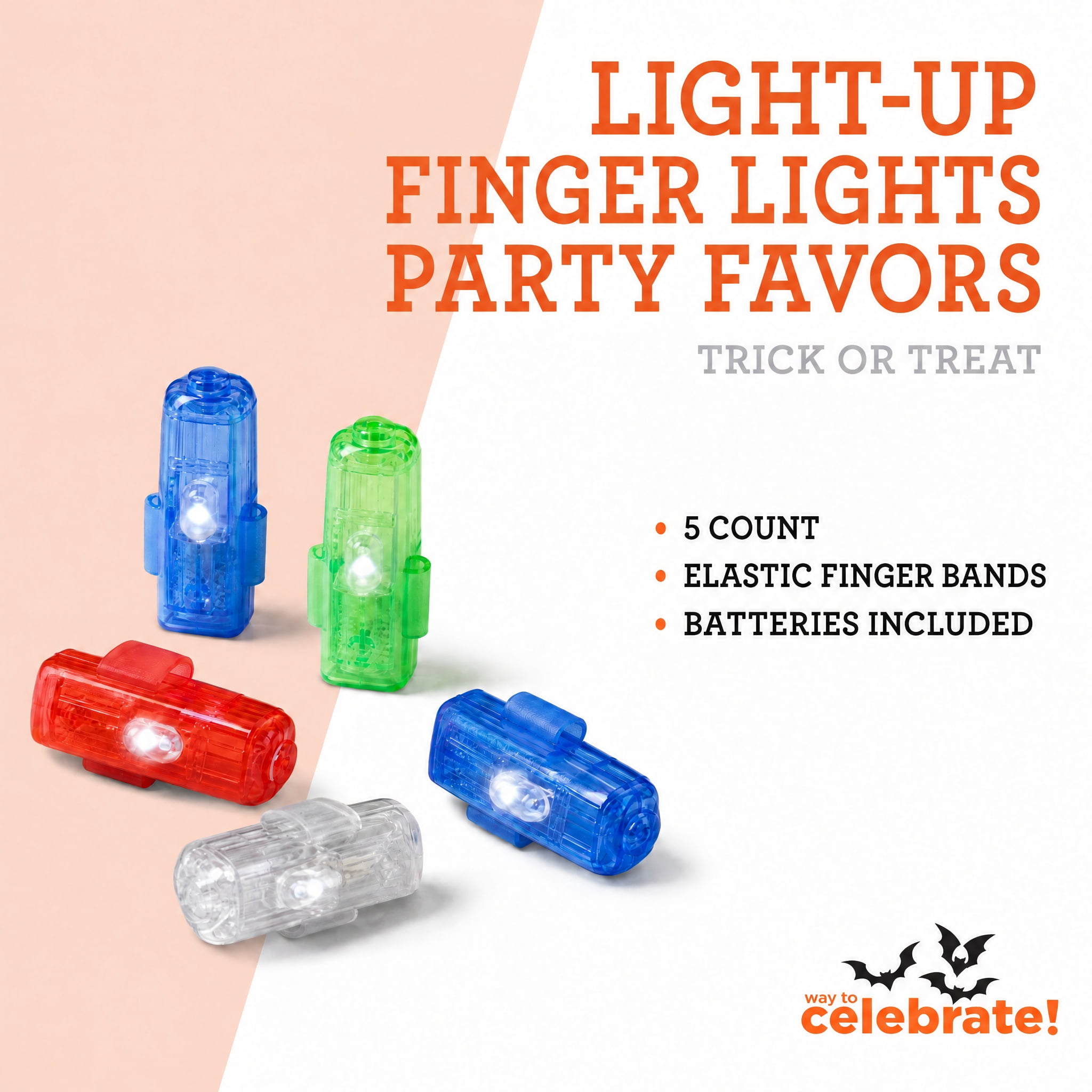 Light-Up Finger Lights Party Favors, Multicolor, 5 Count, Halloween by Way To Celebrate