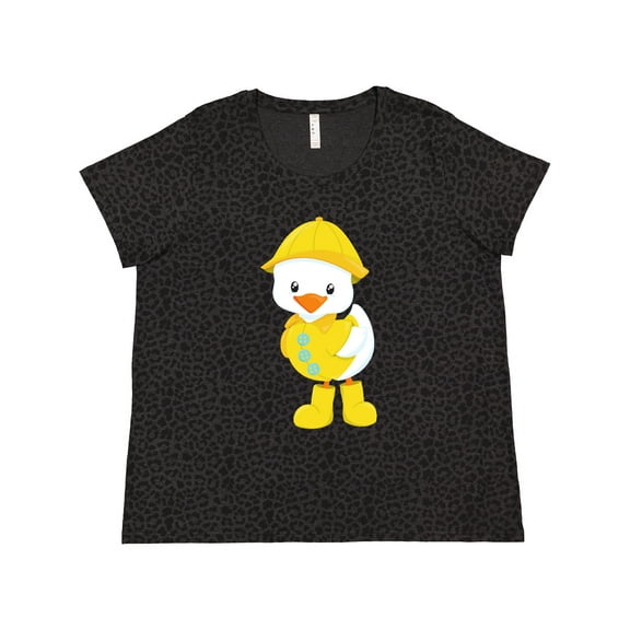 Inktastic Cute Duck, Baby Duck, Duck in Raincoat, Rain Women's Plus Size T-Shirt