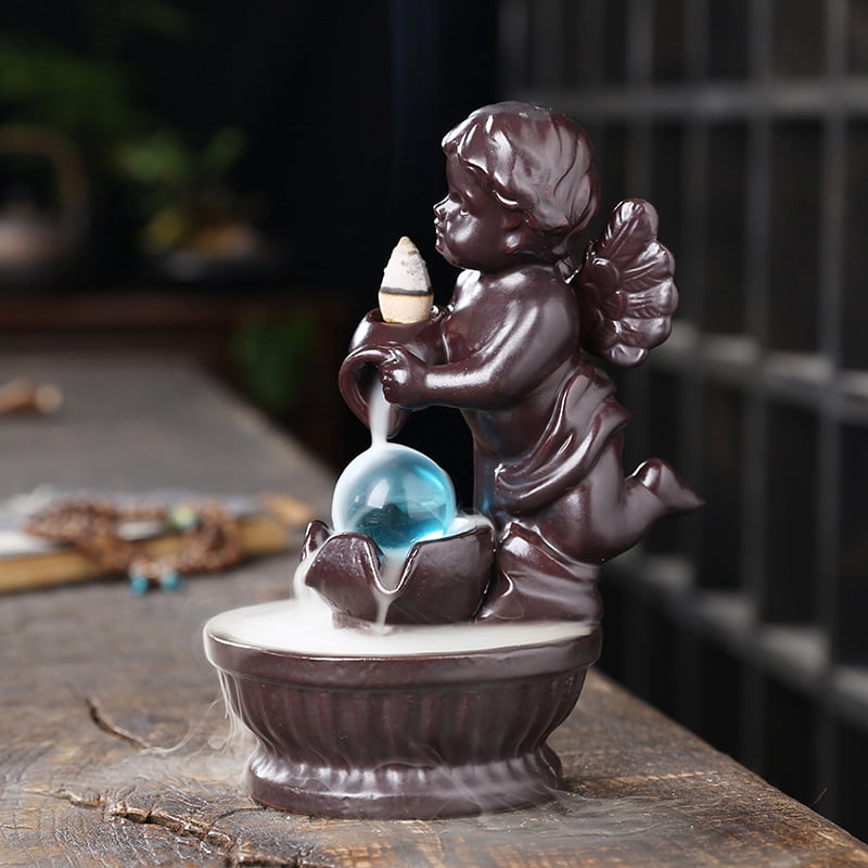 Boy Angel Ceramic Incense Burner Smoke Waterfall Backflow Censer Incense Holder Zen Home Decoration Living Room Decor
