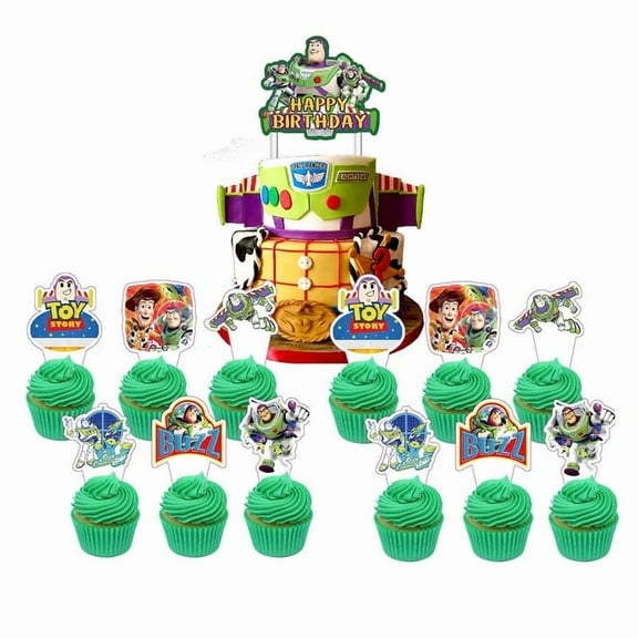 Buzz Lightyear Cake Topper Cupcake Set Party Supplies Decoration Birthday Decor Kit