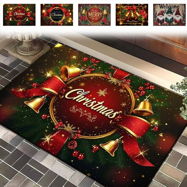 Felpudo Navideño para La Entrada | Alfombra Absorbente para El Baño | Felpudo Rojo de Poliéster de 40X60 Cm | Alfombra Decorativa para El Hogar