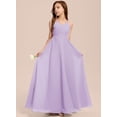 thumbnail image 3 of Drtj 2-14T Kids Teens Junior Bridesmaid Flower Girl Dresses A-line V-Neck Floor-Length Chiffon, 3 of 5