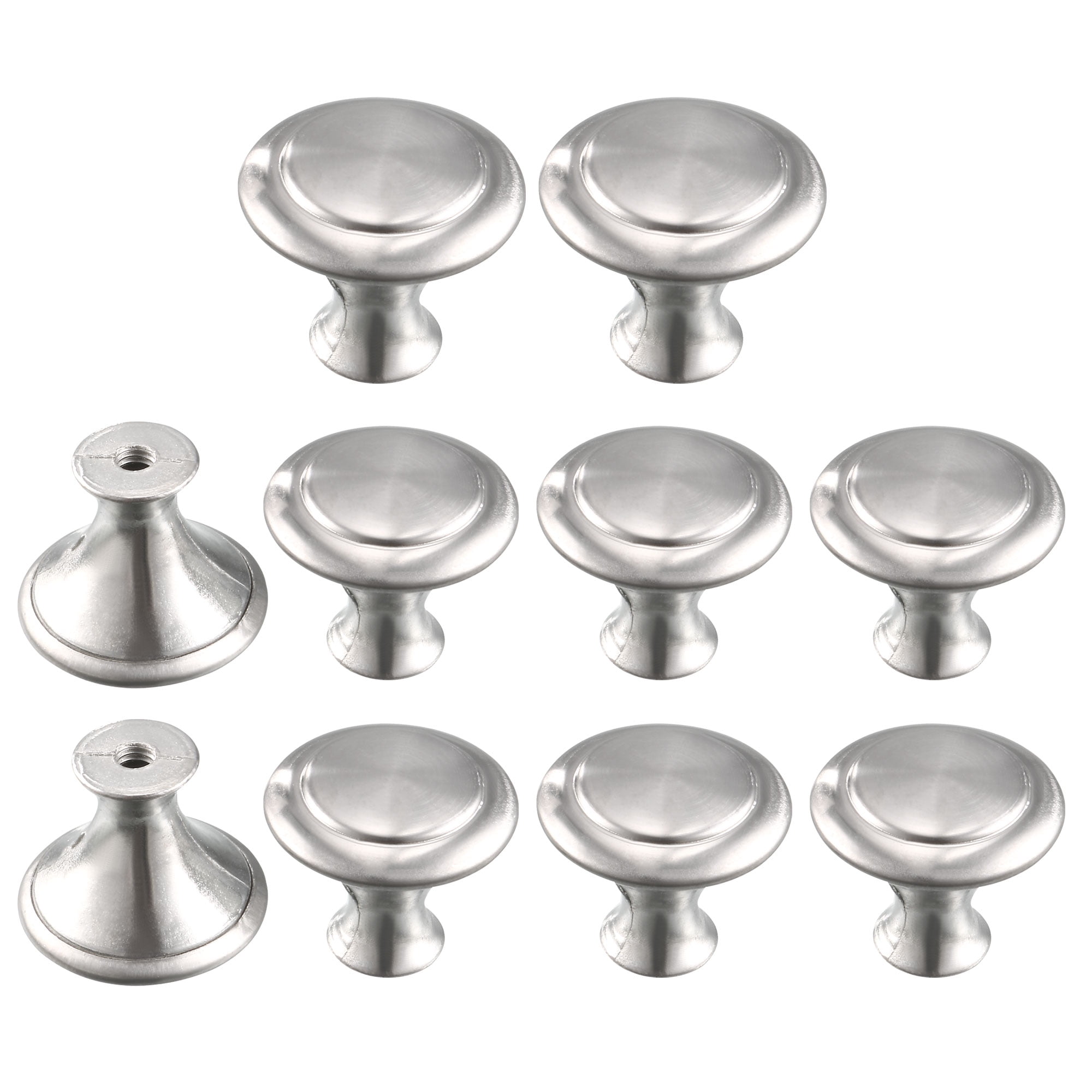 Uxcell Drawer Cabinet Door Round Pull Knobs 0.9' Dia Metal Silver Tone 10 Pack